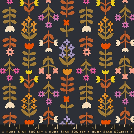 Baumwolle Patchwork - Ruby Star Society - Favorite Flowers - Meadow - Soft Black